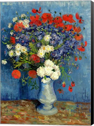 Framed Still Life: Vase with Cornflowers and Poppies, 1887 Print