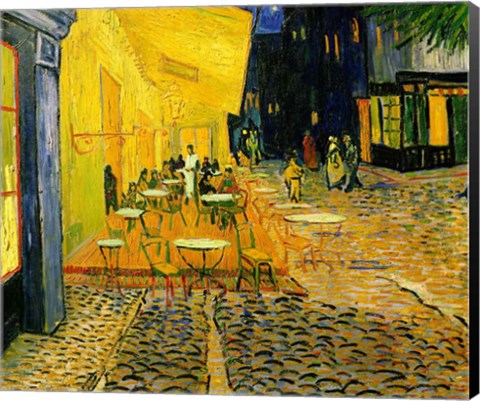 Framed Cafe Terrace, Place du Forum, Arles, 1888 (detail 2) Print