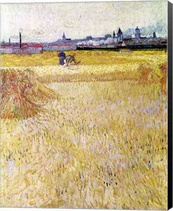 Framed Wheatfield with Sheaves, 1888 Print