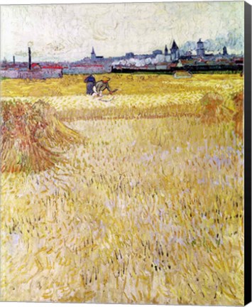 Framed Wheatfield with Sheaves, 1888 Print