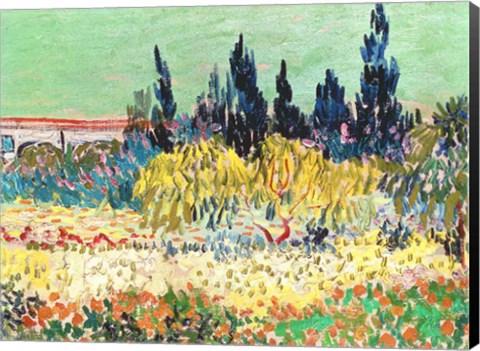 Framed Garden at Arles, detail of the cypress trees Print