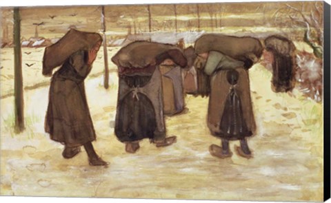 Framed Miners&#39; wives carrying sacks of coal, 1882 Print