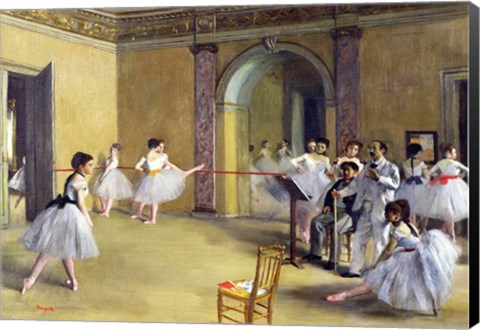 Framed Dance Foyer at the Opera on the rue Le Peletier, 1872 Print