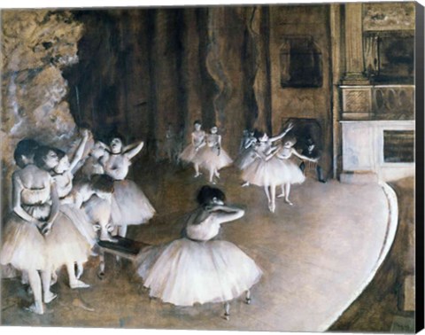 Framed Ballet Rehearsal on the Stage, 1874 Print