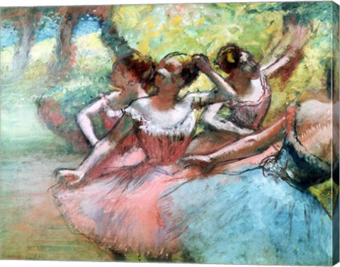 Framed Four ballerinas on the stage Print