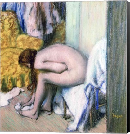 Framed After the Bath, Woman Drying her Left Foot, 1886 Print
