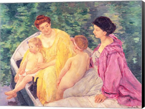 Framed Swim, or Two Mothers and Their Children on a Boat, 1910 Print