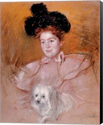 Framed Woman holding a dog Print