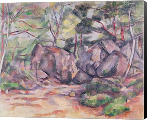 Framed Woodland with Boulders, 1893 Print