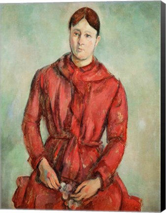 Framed Portrait of Madame Cezanne in a Red Dress Print