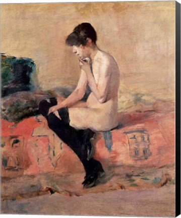 Framed Nude Woman Seated on a Divan, 1881 Print