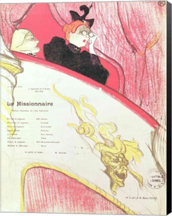 Framed Cover of a programme for &#39;Le Missionaire&#39; at the Theatre Libre Print