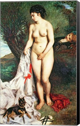 Framed Bather with a Griffon dog, 1870 Print