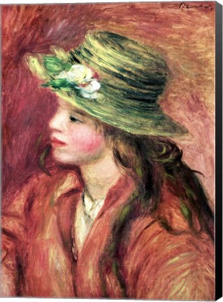 Framed Young Girl in a Straw Hat Print