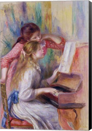 Framed Young Girls at the Piano Print