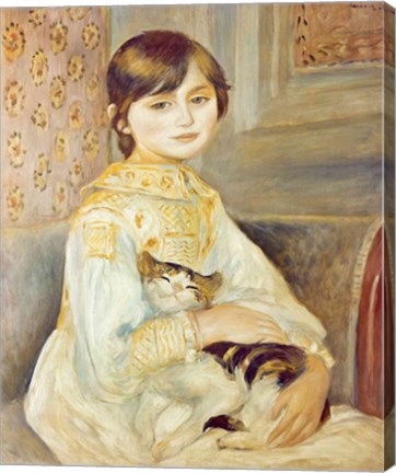 Framed Julie Manet with Cat, 1887 Print