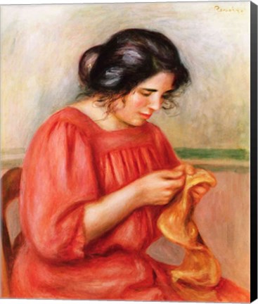 Framed Gabrielle darning, 1908 Print