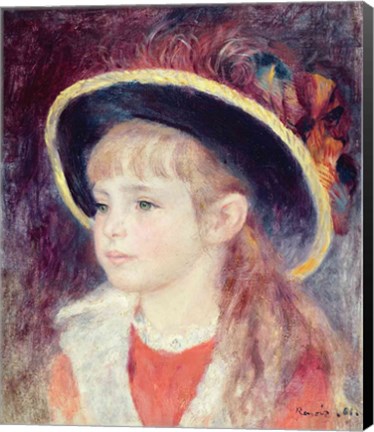 Framed Portrait of a Young Girl in a Blue Hat, 1881 Print