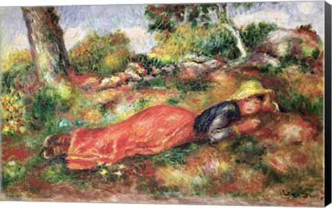 Framed Young Girl Sleeping on the Grass Print