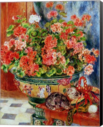 Framed Geraniums and Cats, 1881 Print