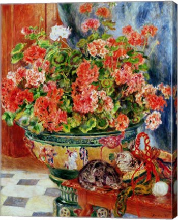 Framed Geraniums and Cats, 1881 Print