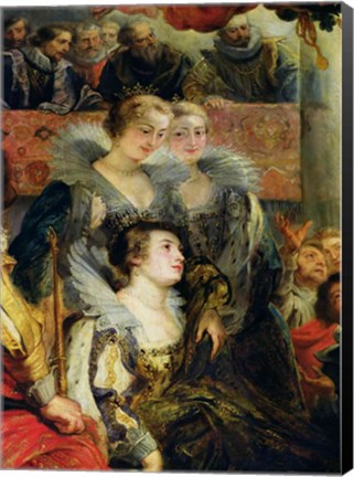 Framed Medici Cycle: The Coronation of Marie de Medici, detail of the Princesses of Guemenee and Conti Print