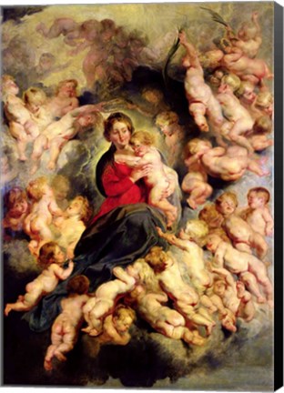 Framed Virgin and Child surrounded by the Holy Innocents Print