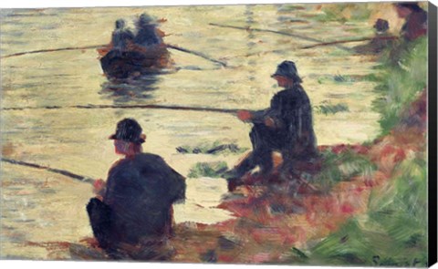 Framed Anglers, Study for &#39;La Grande Jatte&#39;, 1883 Print