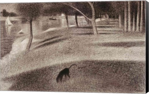 Framed Study for Sunday Afternoon on the Island of La Grande Jatte (dog detail) Print