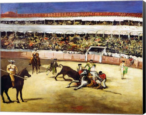 Framed Bull Fight, 1865 Print