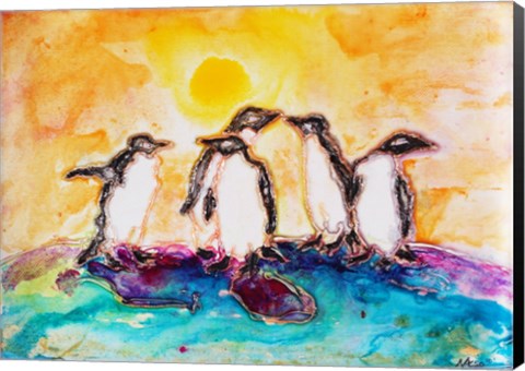 Framed Penguins Under the Sun Print