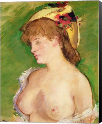 Framed Blonde with Bare Breasts, 1878 Print