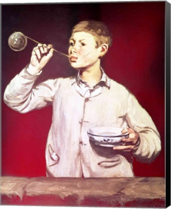 Framed Boy Blowing Bubbles Print