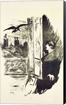 Framed Illustration for &#39;The Raven&#39;, by Edgar Allen Poe, 1875 Print