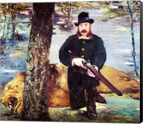 Framed Pertuiset, Lion Hunter, 1881 Print