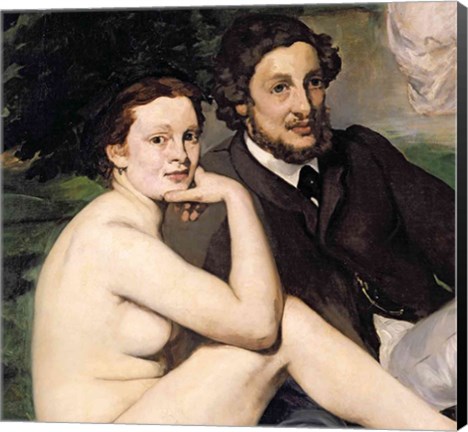 Framed Dejeuner sur l&#39;Herbe, 1863 (seated couple) Print