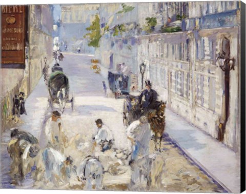 Framed Rue Mosnier with Workmen, 1878 Print