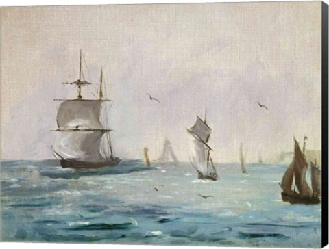 Framed Fishing Boat Arriving, with the Wind Behind, 1864 Print