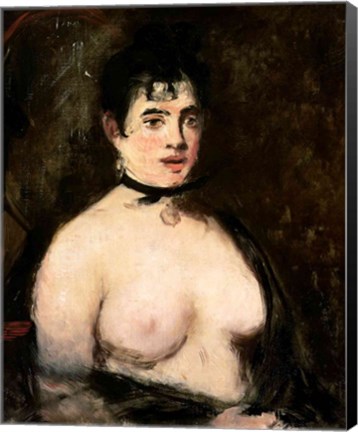 Framed Brunette with bare breasts Print