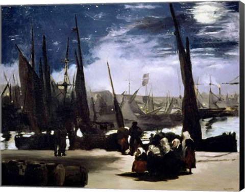 Framed Moonlight on Boulogne Harbour, 1868 Print
