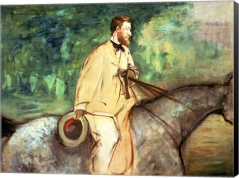 Framed Portrait of Gillaudin on a horse Print