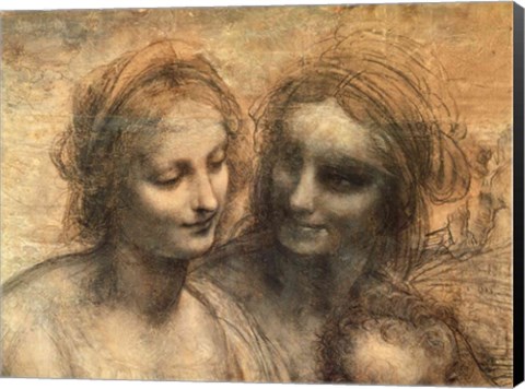 Framed Detail of the Heads of the Virgin and St. Anne, from The Virgin and Child with SS. Print
