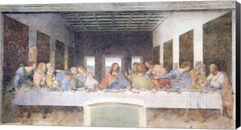 Framed Last Supper, 1495-97 (post restoration) Print