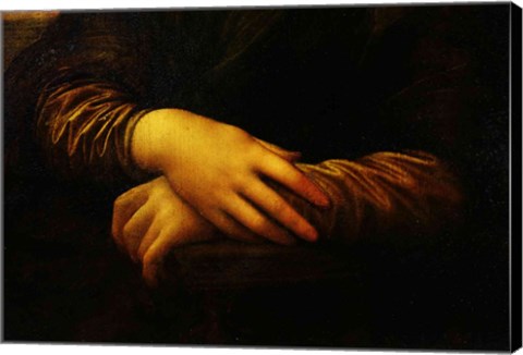 Framed Mona Lisa, detail of her hands Print