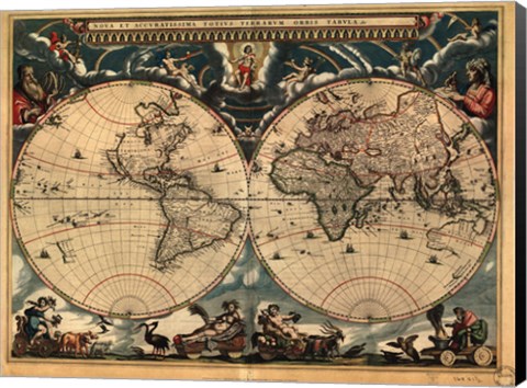 Framed World Map 1664 Print