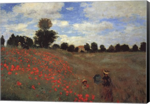 Framed Wild Poppies, near Argenteuil (Les Coquelicots: environs d&#39;Argenteuil), 1873 Print