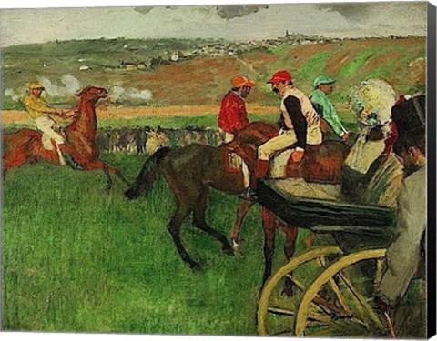 Framed Race Course: Amateur Jockeys near a Carriage, 1876-1887 Print