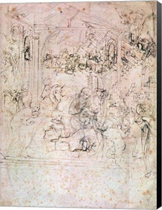 Framed Composition sketch for The Adoration of the Magi, 1481 Print