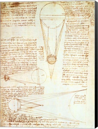 Framed Studies of the Illumination of the Moon 1r from Codex Leicester Print