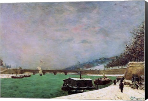 Framed Seine at the Pont d&#39;Iena, Winter, 1875 Print